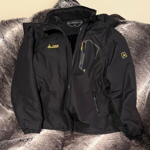 Black Women’s Waterproof Hooded Jacket with Yellow Accents